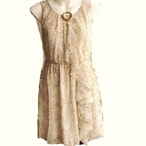 H&M Floral Paisley Cream Colored Sleeveless Dress Size 10